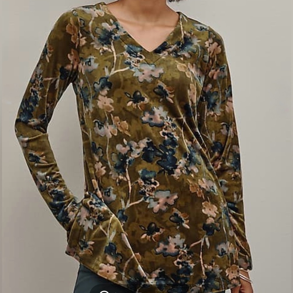 NWOT Pure Jill Velour V-Neck Tunic Size M